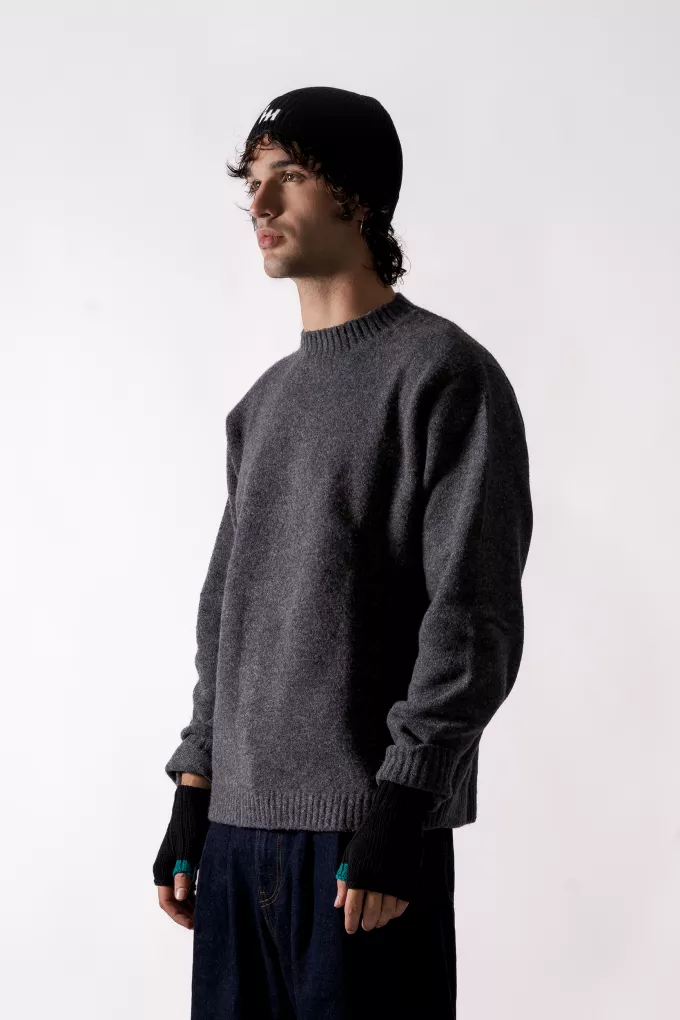 Bonnet petites côtes noir en laine Mérinos - Bonnet 100% française
