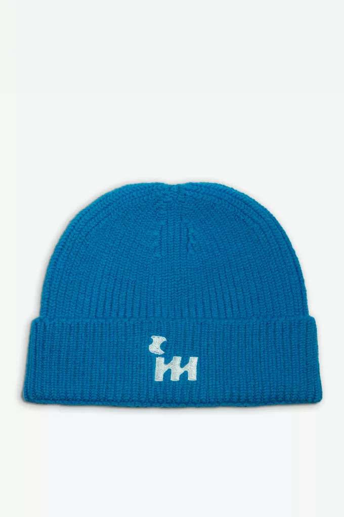 Bonnet grosses côtes bleu turquoise en laine Mérinos - Bonnet 100% française