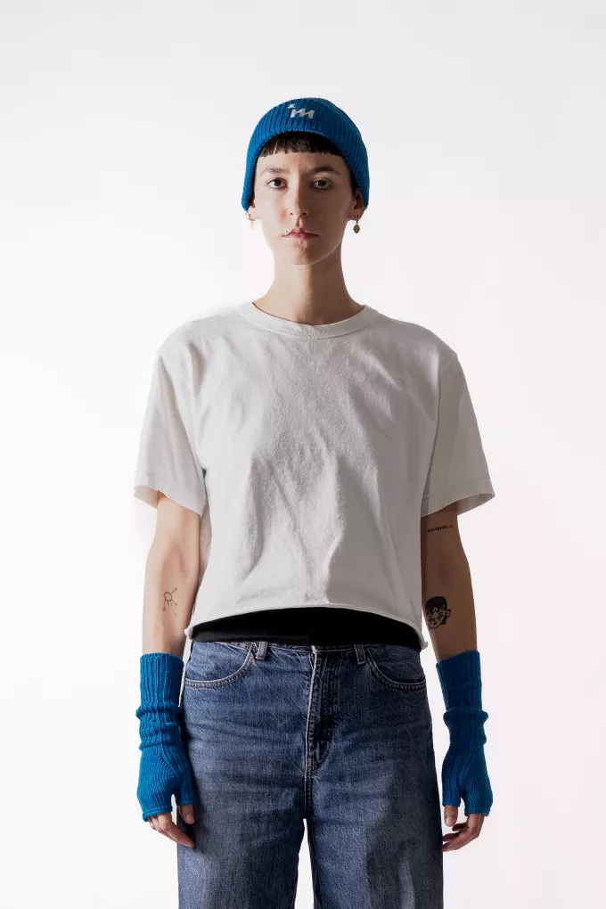 Bonnet grosses côtes bleu turquoise en laine Mérinos - Bonnet 100% française