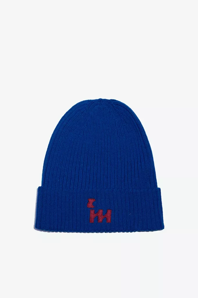 Bonnet petites côtes marine en laine Mérinos - Bonnet 100% française