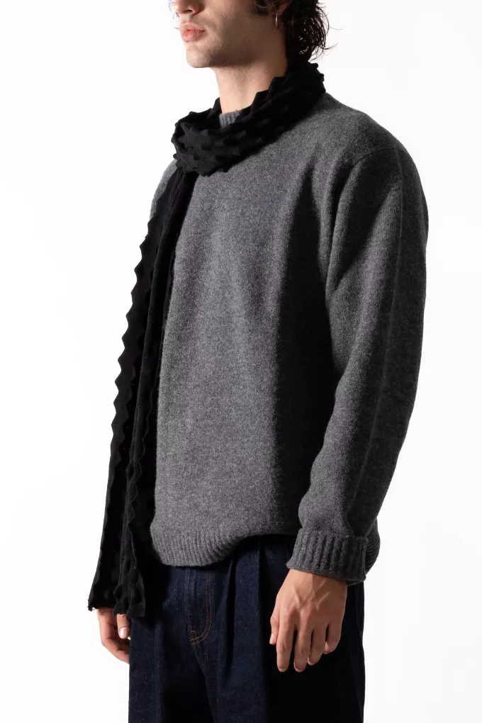 Echarpe picot noire en laine Mérinos - Echarpe 100% française