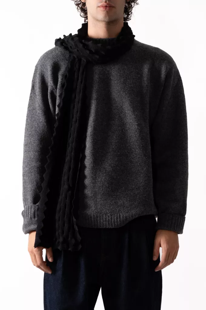 Echarpe picot noire en laine Mérinos - Echarpe 100% française