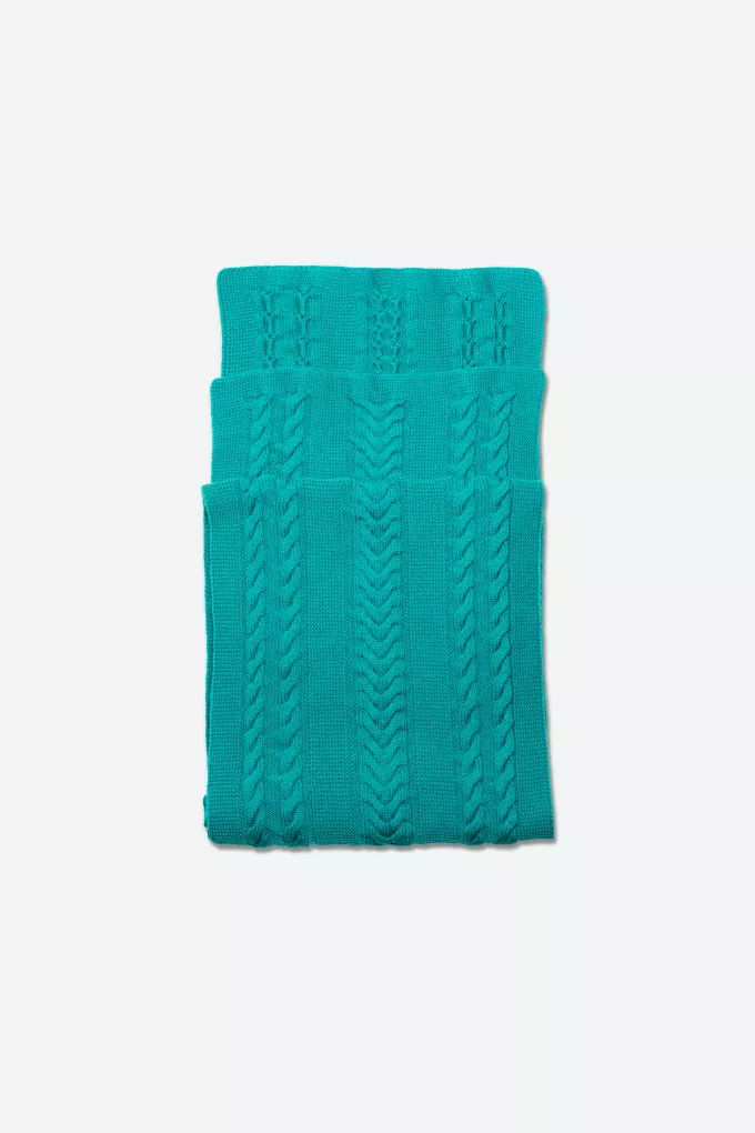 Echarpe torsade vert émeraude en laine Mérinos - Echarpe 100% française